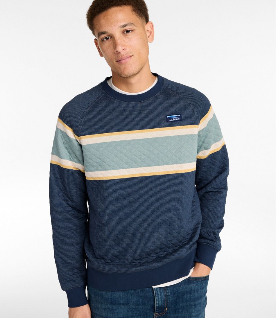 Men's Quilted Sweatshirt, Crewneck, Stripe | L.L.Bean Essential
