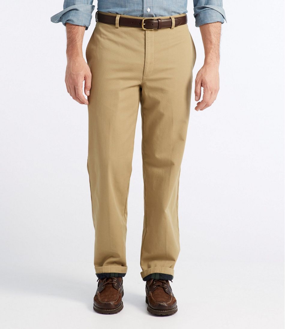 Men's Double L® Chinos, Natural Fit, Plain Front, Flannel-Lined | L.L.Bean Exclusive
