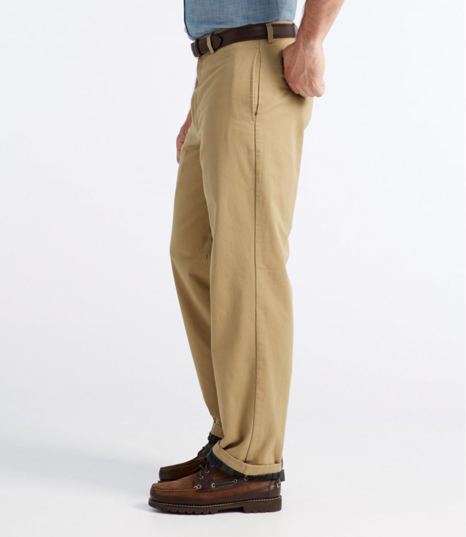 Men's Double L® Chinos, Natural Fit, Plain Front, Flannel-Lined | L.L.Bean Exclusive