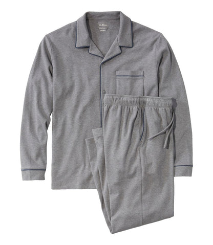 Men's Bean's Cotton Knit Pajamas, Button-Front PJ Set | L.L.Bean Exclusive