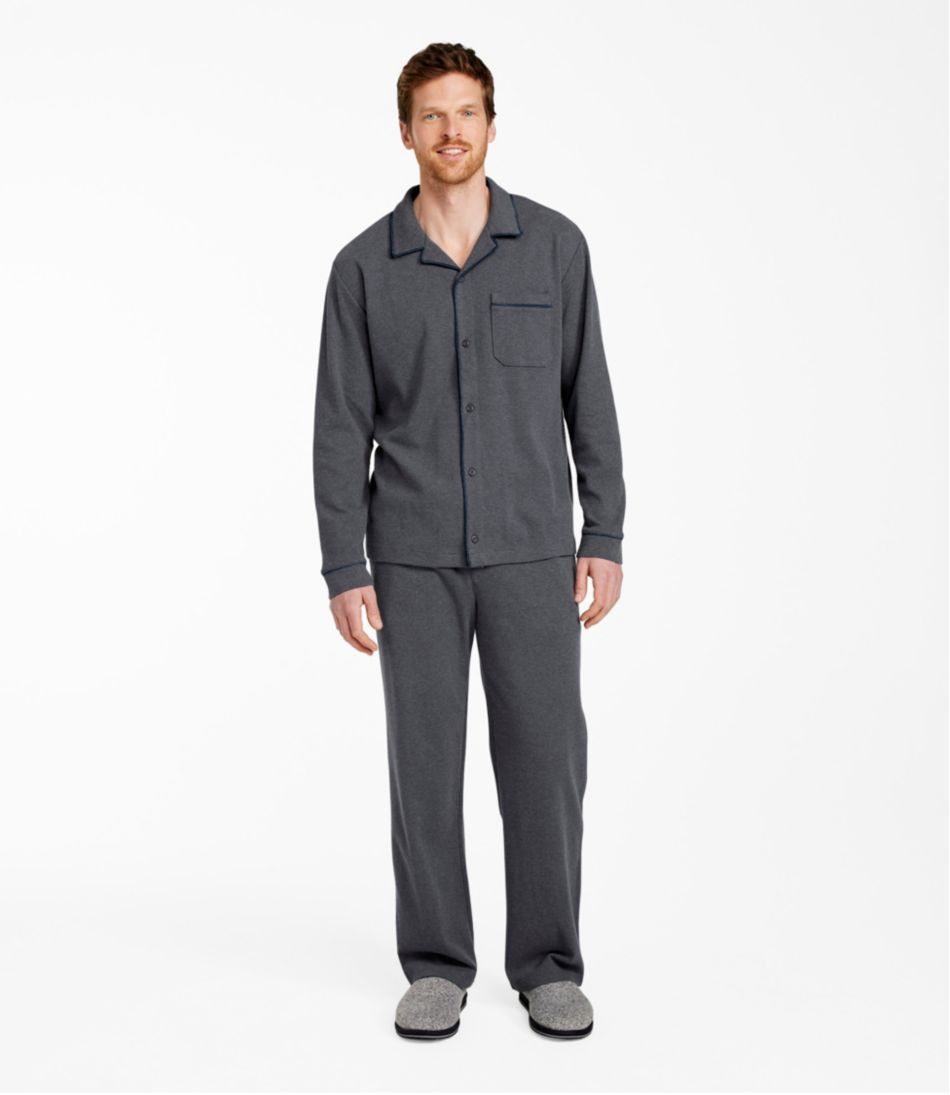 Men's Bean's Cotton Knit Pajamas, Button-Front PJ Set | L.L.Bean Exclusive