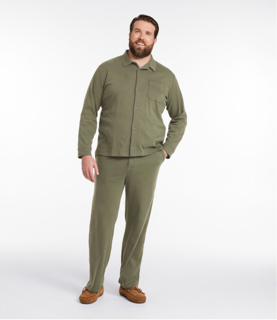 Men's Bean's Cotton Knit Pajamas, Button-Front PJ Set | L.L.Bean Exclusive