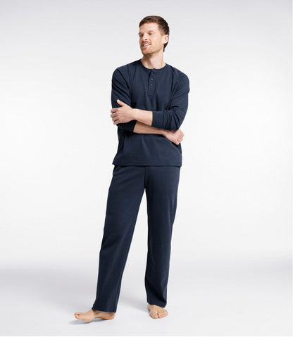 Men's Bean's Cotton Knit Pajamas, Henley PJ Set | L.L.Bean Signature