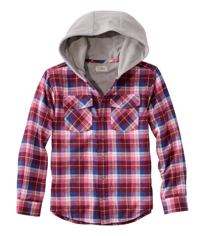 Kids' Fleece-Lined Flannel Shirt, Hooded Plaid | L.L.Bean Value