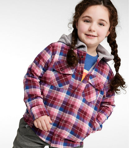 Kids' Fleece-Lined Flannel Shirt, Hooded Plaid | L.L.Bean Value