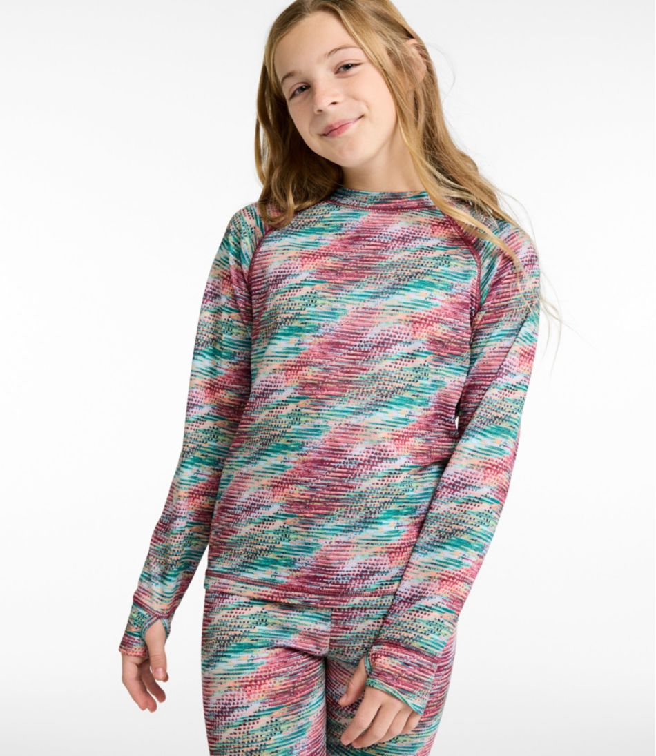 Kids' Wicked Warm Midweight Long Underwear, Top Print | L.L.Bean Classic