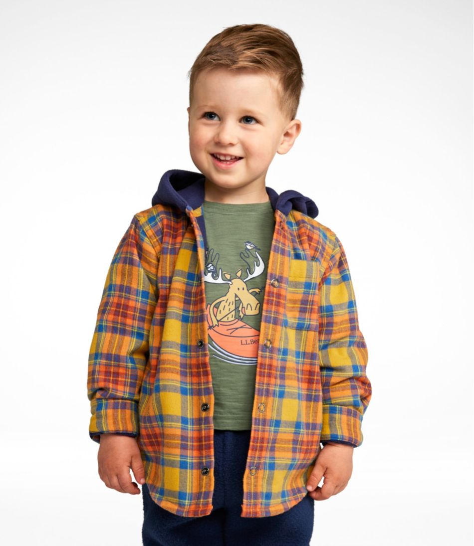 Toddlers' Fleece-Lined Flannel Shirt, Hooded | L.L.Bean Popular