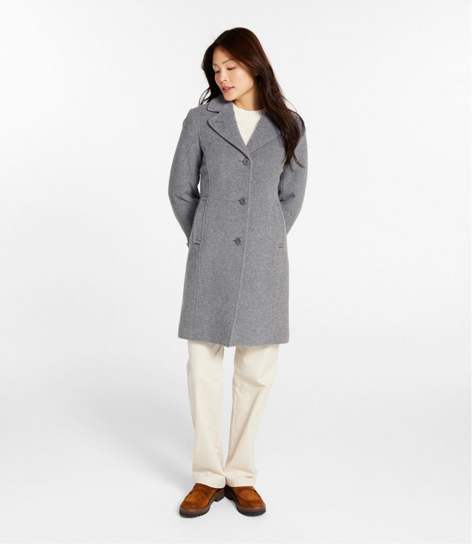 Women's Classic Lambswool Polo Coat, Three-Quarter Length | L.L.Bean Essential