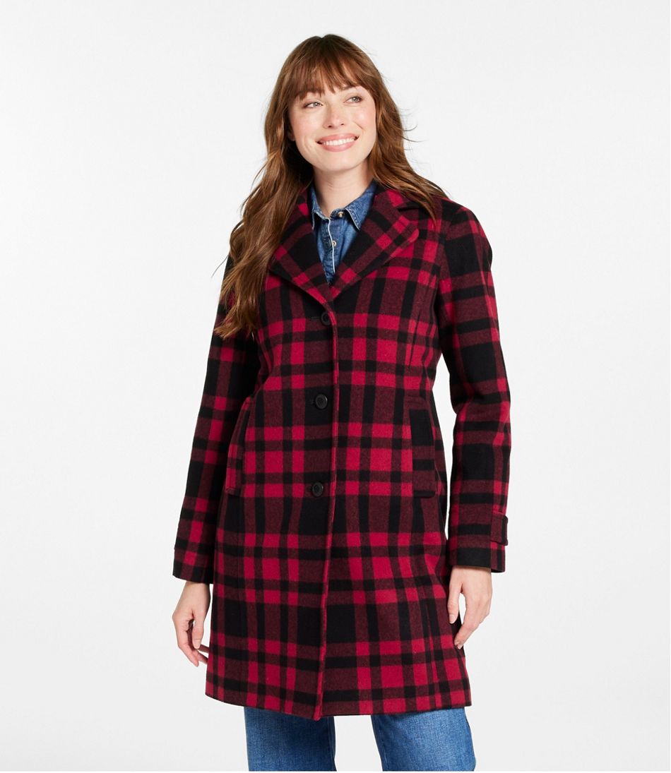 Women's Classic Lambswool Polo Coat, Three-Quarter, Pattern | L.L.Bean Signature
