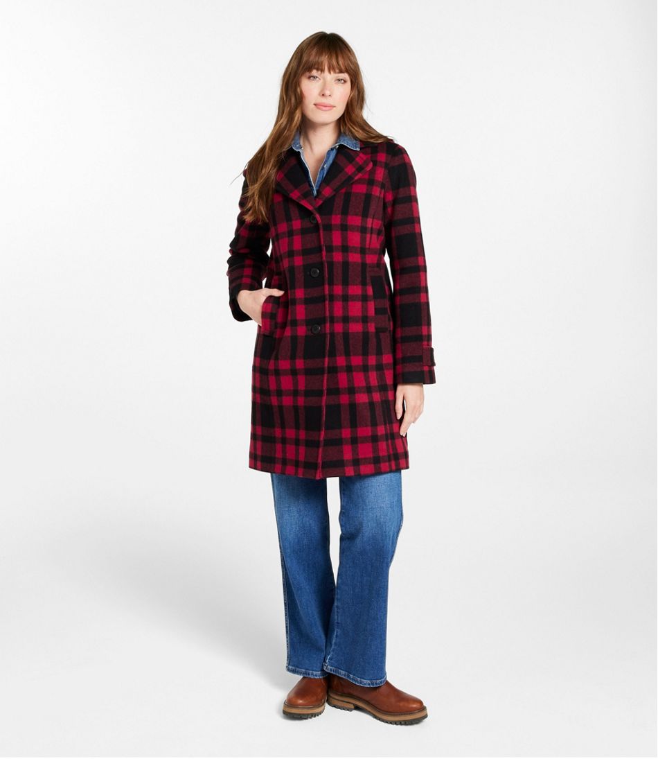 Women's Classic Lambswool Polo Coat, Three-Quarter, Pattern | L.L.Bean Signature
