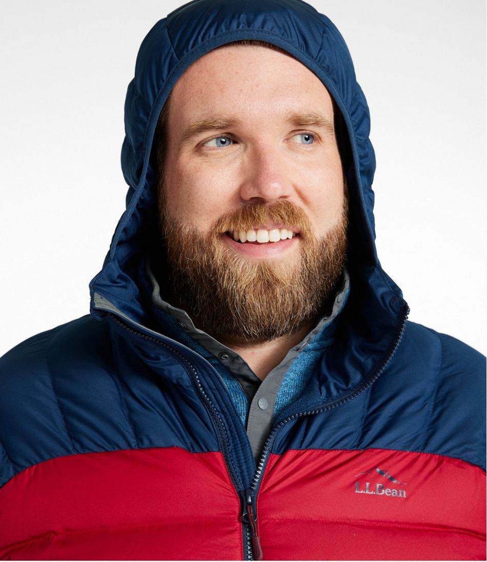 Men's Bean's Down Hooded Jacket, Colorblock | L.L.Bean Great Value