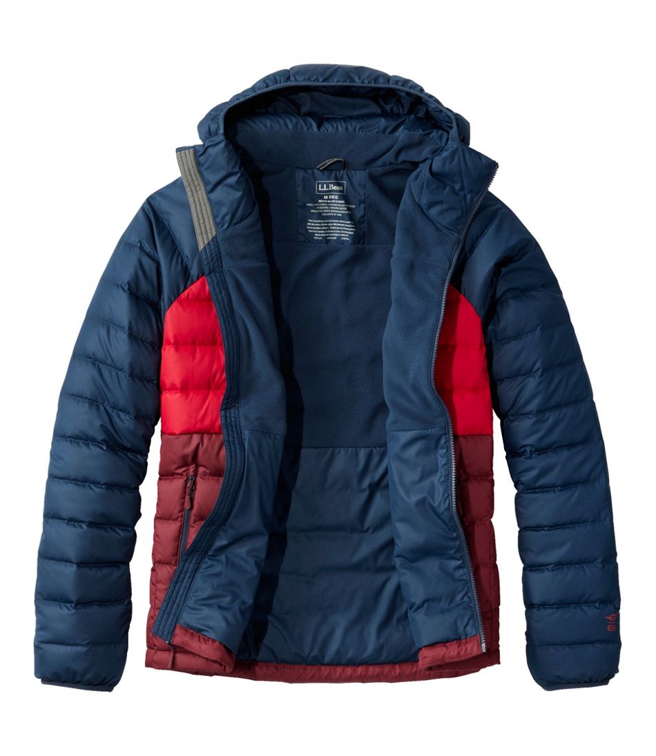 Men's Bean's Down Hooded Jacket, Colorblock | L.L.Bean Great Value