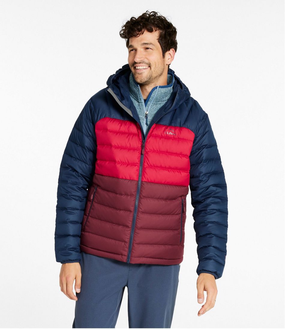 Men's Bean's Down Hooded Jacket, Colorblock | L.L.Bean Great Value