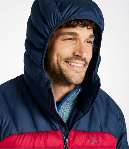 Men's Bean's Down Hooded Jacket, Colorblock | L.L.Bean Great Value