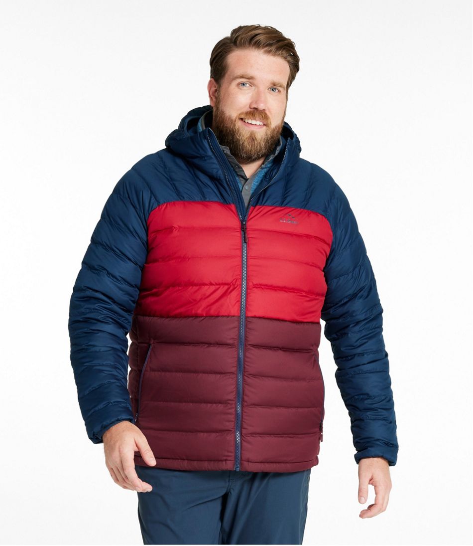Men's Bean's Down Hooded Jacket, Colorblock | L.L.Bean Great Value