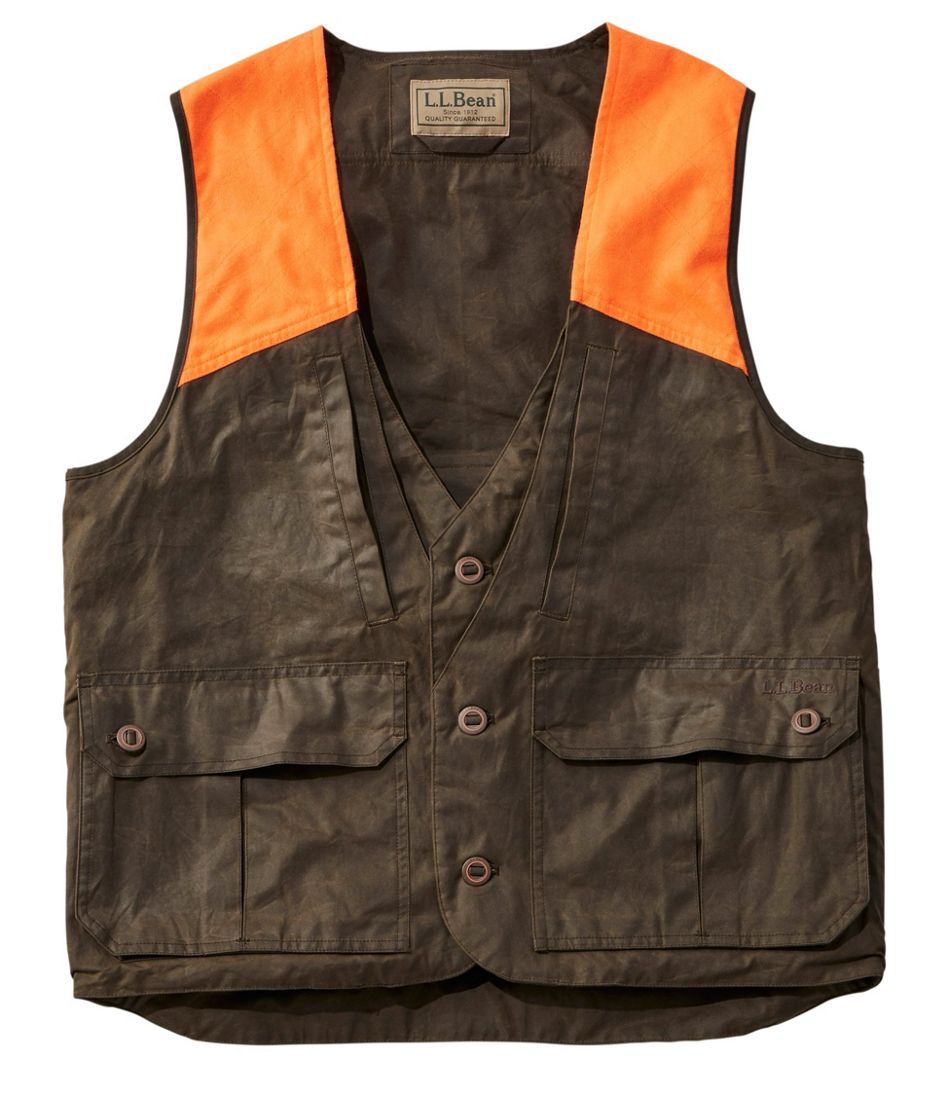 Men's Double L Waxed-Cotton Upland Vest, Hunter Orange | L.L.Bean Exclusive