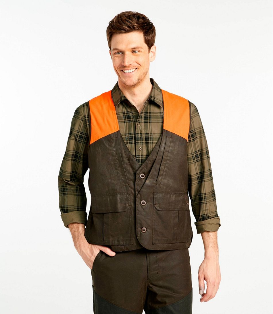 Men's Double L Waxed-Cotton Upland Vest, Hunter Orange | L.L.Bean Exclusive