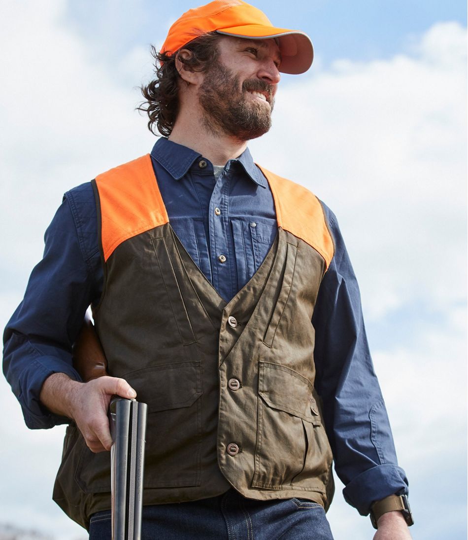 Men's Double L Waxed-Cotton Upland Vest, Hunter Orange | L.L.Bean Exclusive