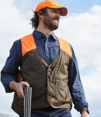 Men's Double L Waxed-Cotton Upland Vest, Hunter Orange | L.L.Bean Exclusive