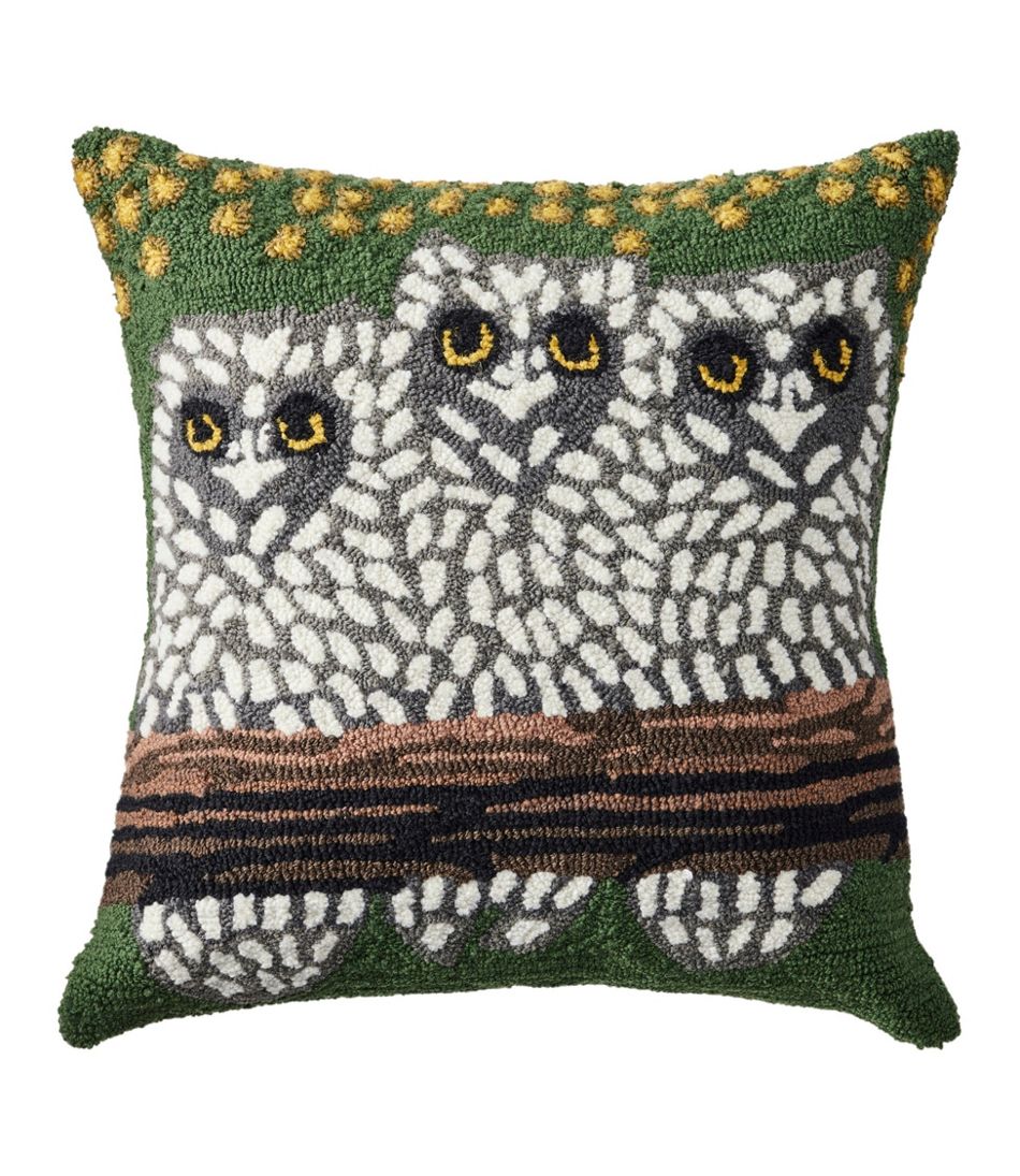 Indoor/Outdoor Hooked Pillow, Owls | L.L.Bean Great Value