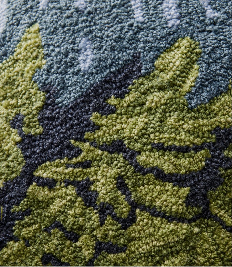 Indoor/Outdoor Hooked Pillow, Lakeside Mountain Scene | L.L.Bean Signature
