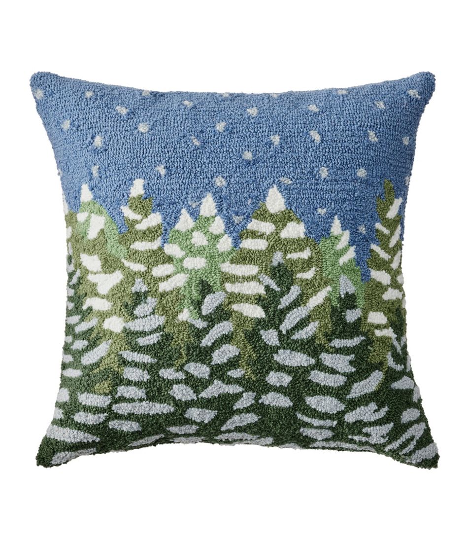 Indoor/Outdoor Hooked Pillow, Frosted Trees | L.L.Bean Trending
