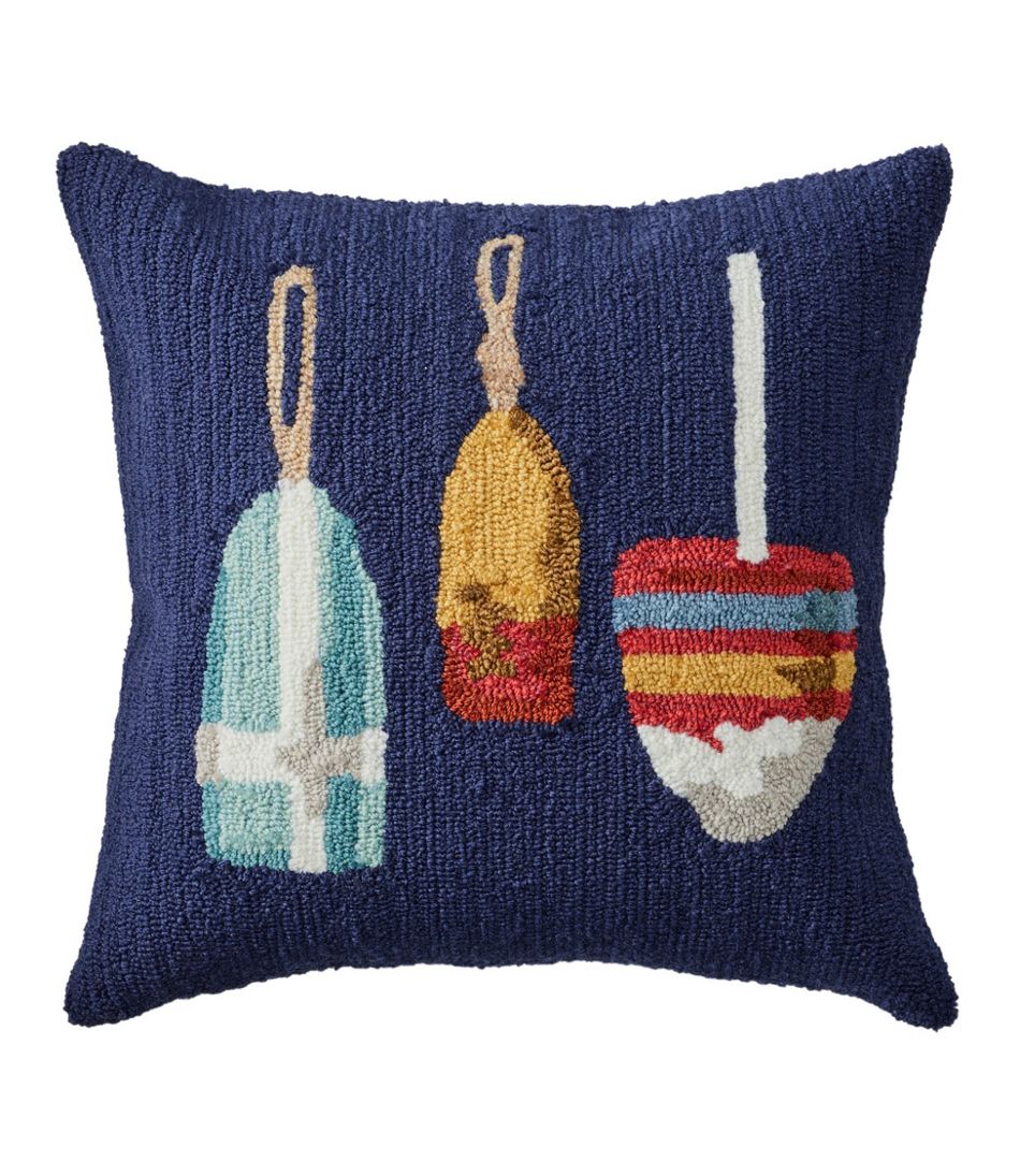 Indoor/Outdoor Hooked Pillow, Buoys | L.L.Bean Recommended