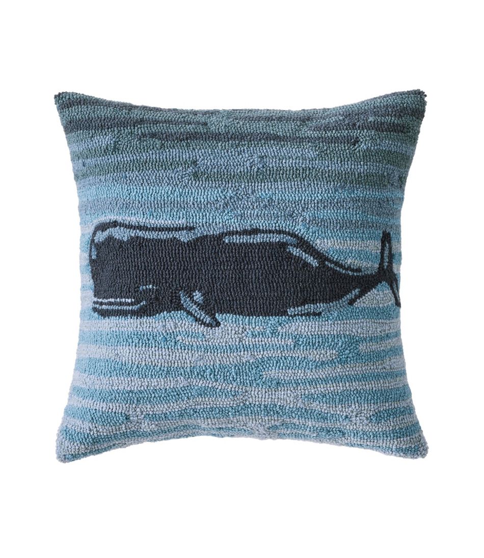 Indoor/Outdoor Hooked Pillow, 18x18 Whale | L.L.Bean Latest