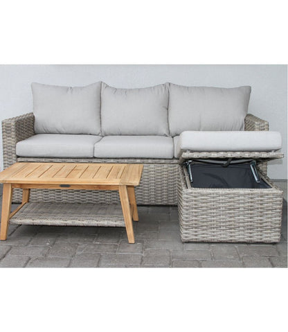 Wicker Storage Sofa and Teak Coffee Table Set | L.L.Bean Featured