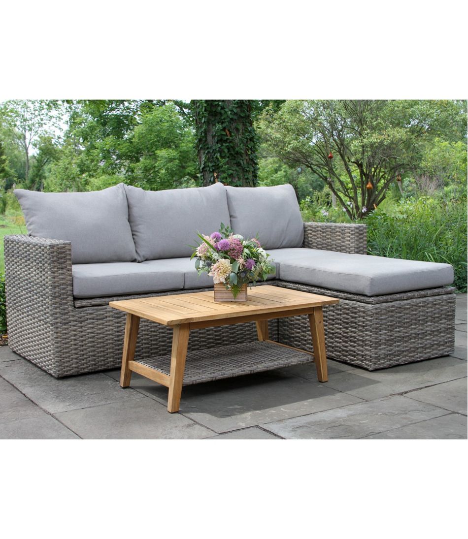 Wicker Storage Sofa and Teak Coffee Table Set | L.L.Bean Featured