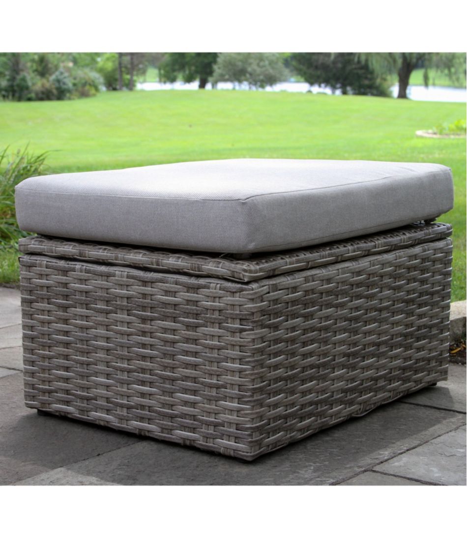 Wicker Storage Sofa and Teak Coffee Table Set | L.L.Bean Featured
