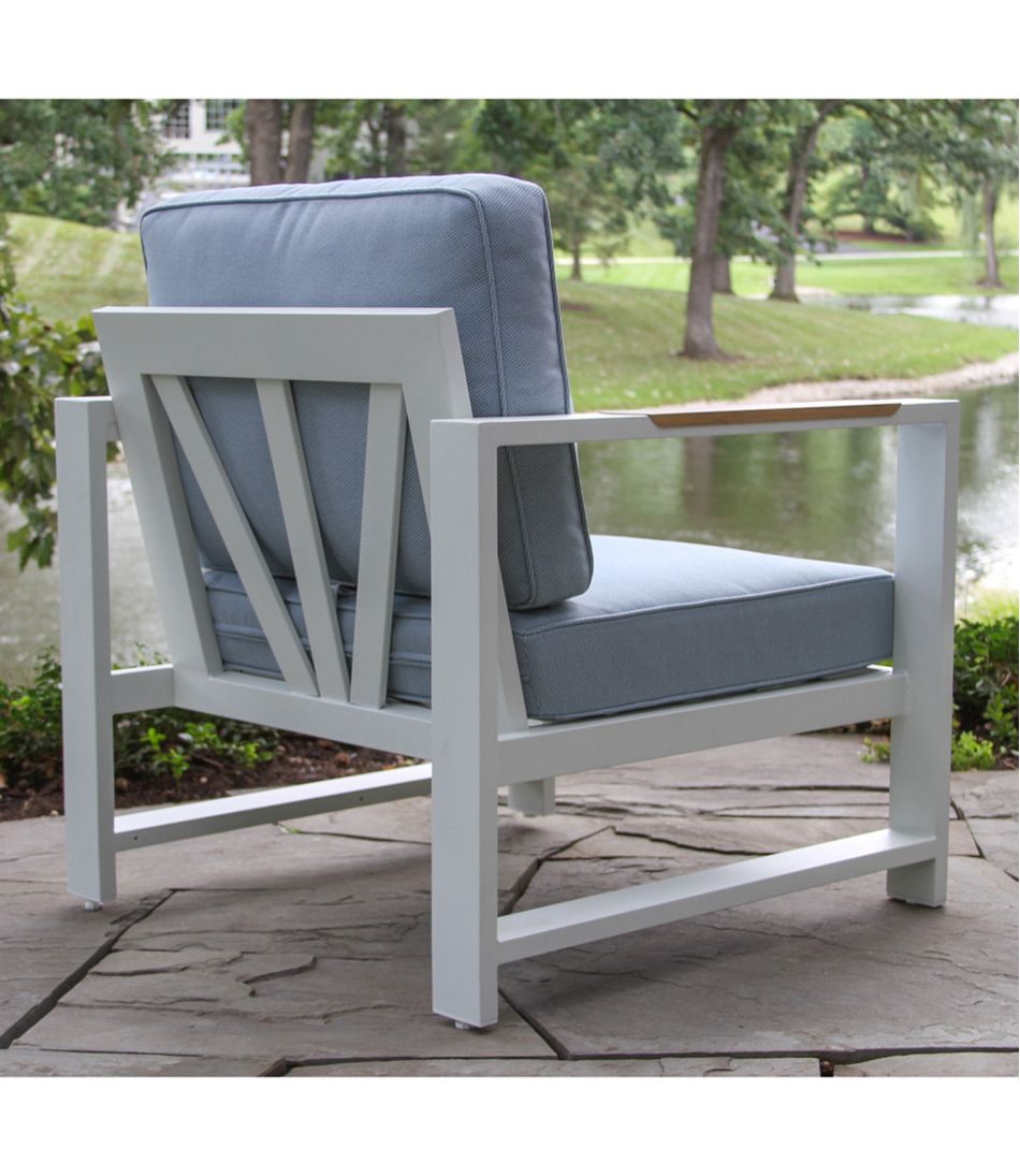 White Aluminum Deep Seating Armchair with Blue Cushions, Set of Two | L.L.Bean Featured