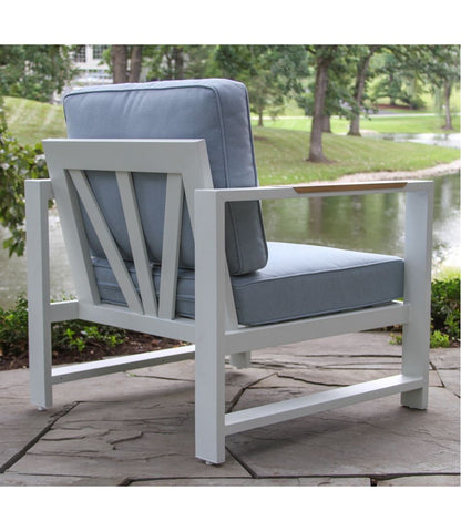 White Aluminum Deep Seating Armchair with Blue Cushions, Set of Two | L.L.Bean Featured
