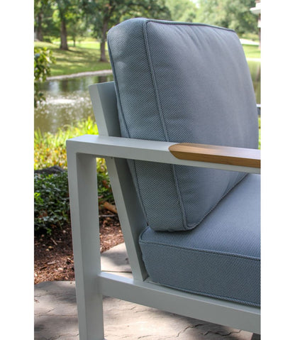 White Aluminum Deep Seating Armchair with Blue Cushions, Set of Two | L.L.Bean Featured