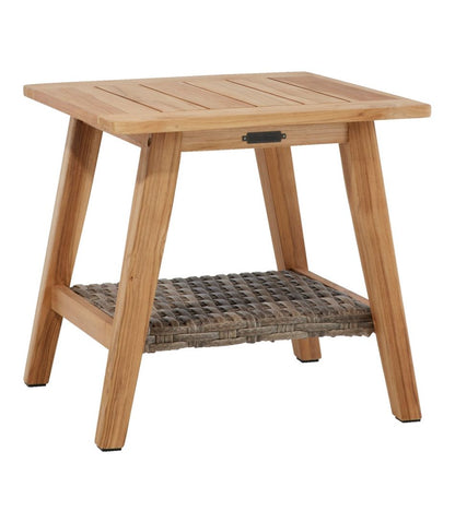 Teak Side Table with Wicker Storage Shelf | L.L.Bean Best Seller