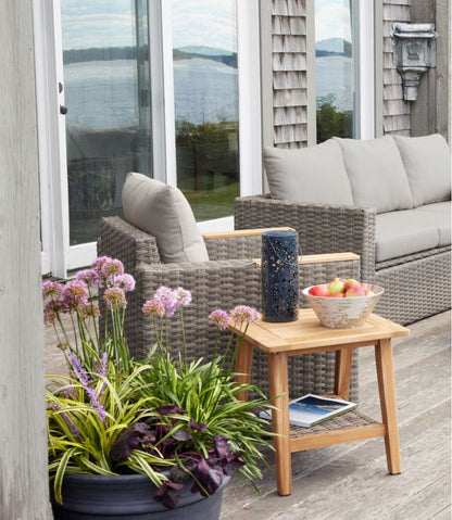 Teak Side Table with Wicker Storage Shelf | L.L.Bean Best Seller