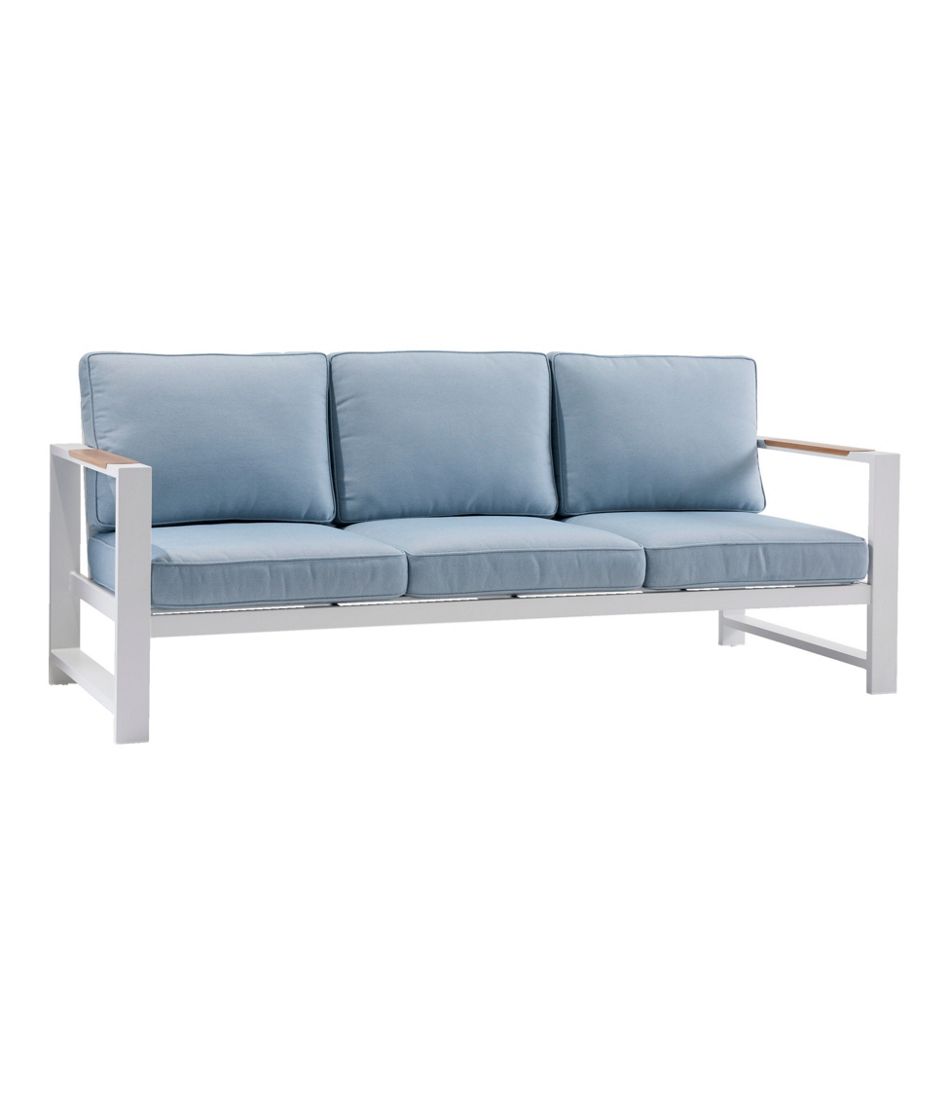 White Aluminum Deep Seating Sofa with Blue Cushions | L.L.Bean Classic