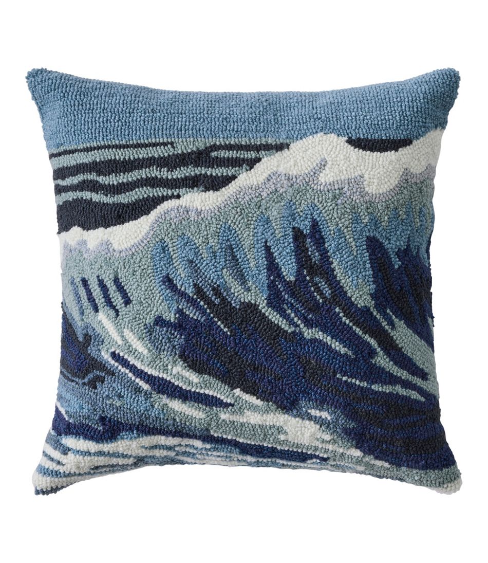 Indoor/Outdoor Hooked Pillow, 18x18 Ocean Waves | L.L.Bean Latest