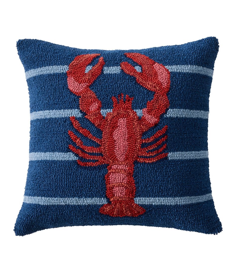 Indoor/Outdoor Hooked Pillow, 18x18 Lobster | L.L.Bean Featured