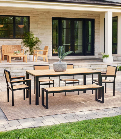 Aluminum/Recycled Poly Lumber Farmhouse Dining Set, Black | L.L.Bean Popular