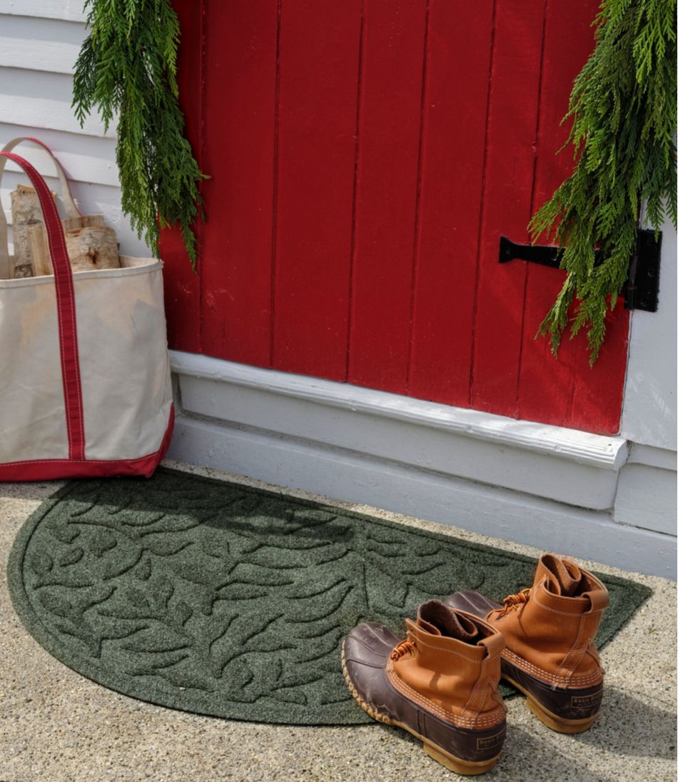 Heavyweight Recycled Waterhog Doormat, Half Round, Woodland Leaf | L.L.Bean Featured