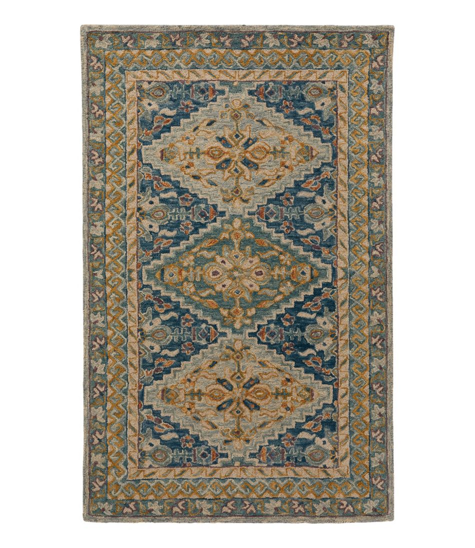 Bordered Medallion Wool Tufted Rug, Blue Multi | L.L.Bean Signature