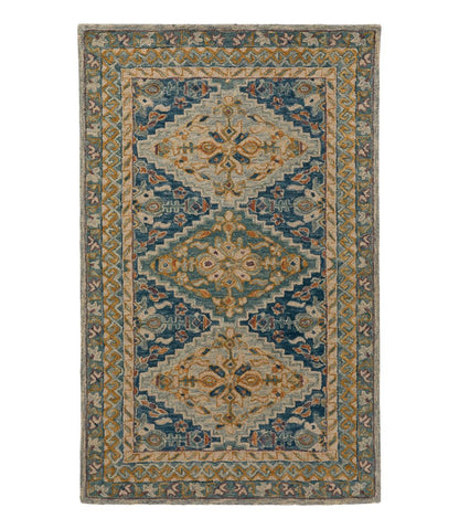 Bordered Medallion Wool Tufted Rug, Blue Multi | L.L.Bean Signature