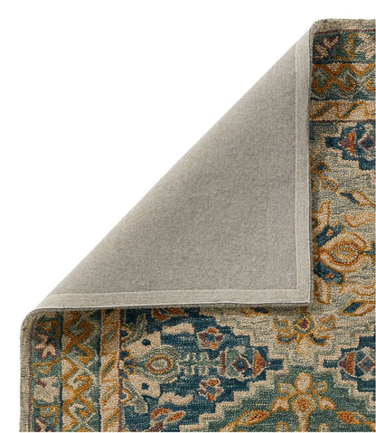 Bordered Medallion Wool Tufted Rug, Blue Multi | L.L.Bean Signature