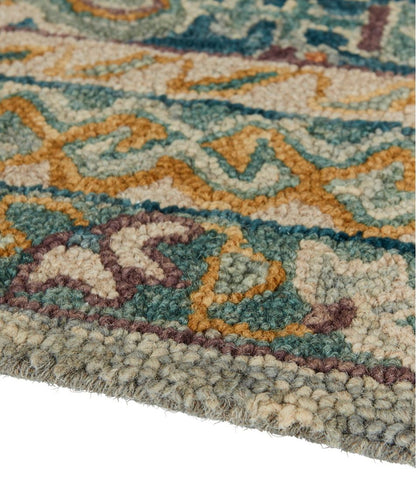 Bordered Medallion Wool Tufted Rug, Blue Multi | L.L.Bean Signature