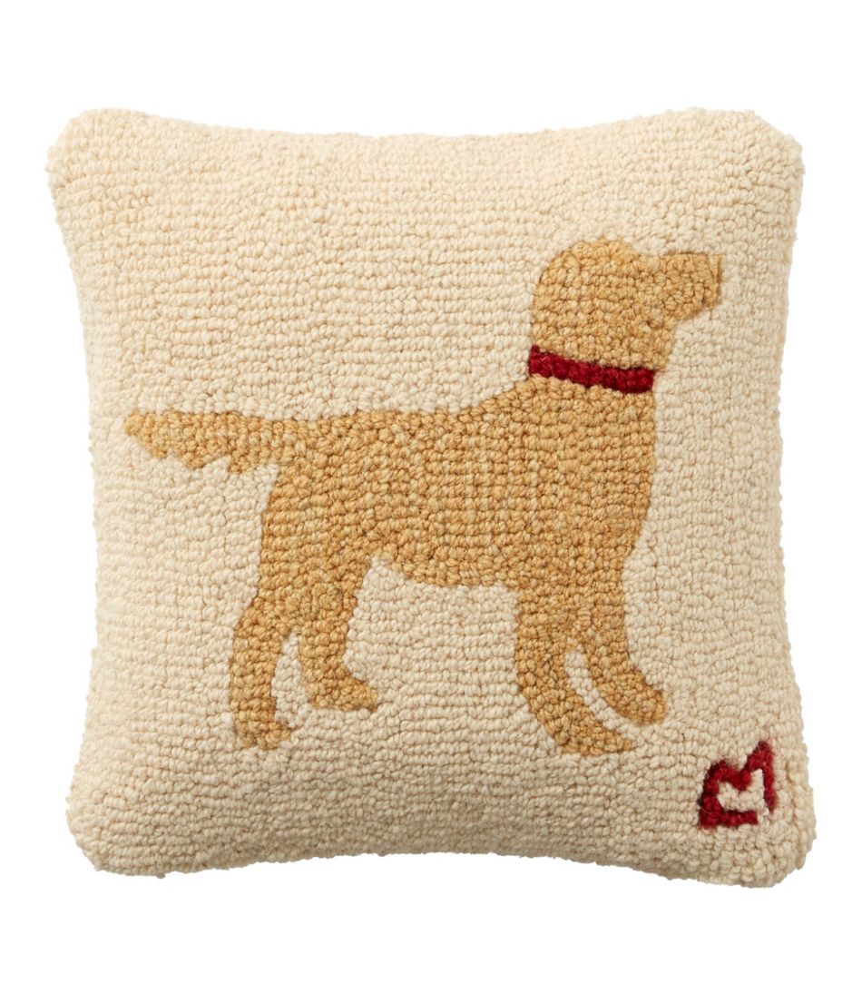Wool Hooked Throw Pillow, Yellow Dog, 14" x 14" | L.L.Bean Featured