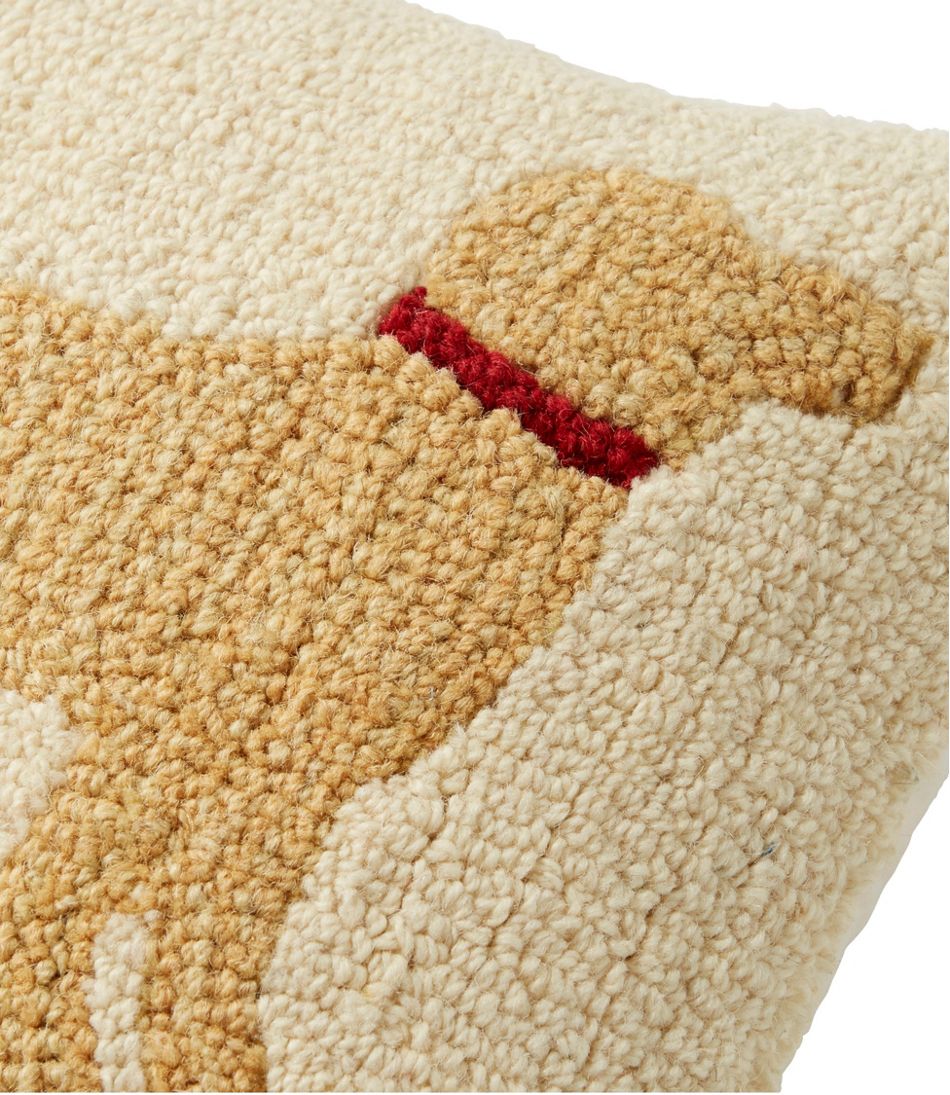 Wool Hooked Throw Pillow, Yellow Dog, 14" x 14" | L.L.Bean Featured