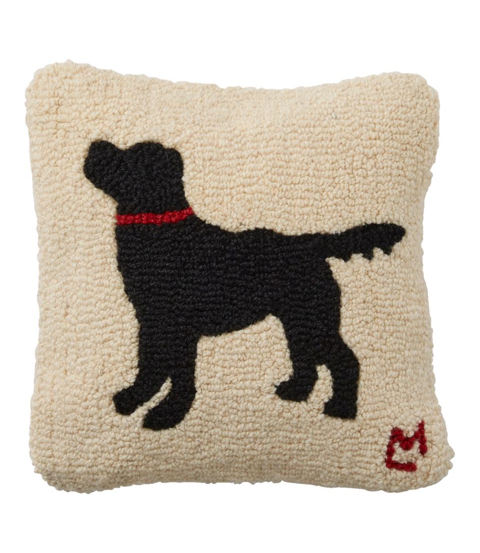 Wool Hooked Throw Pillow, Black Dog, 14" x 14" | L.L.Bean Classic