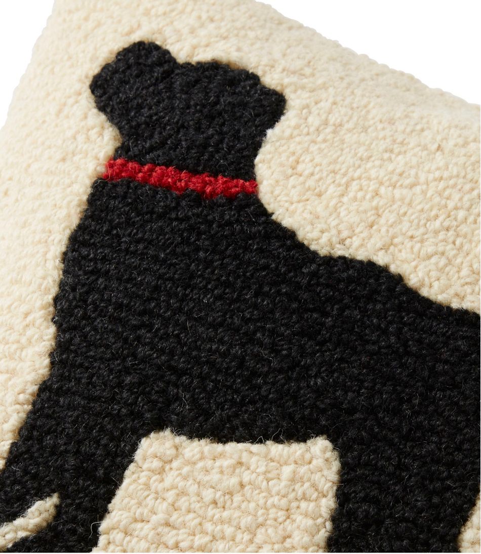 Wool Hooked Throw Pillow, Black Dog, 14" x 14" | L.L.Bean Classic
