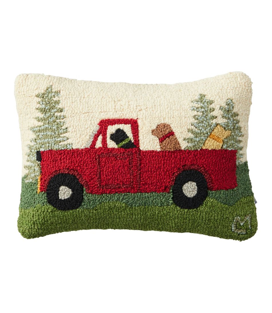 Wool Hooked Throw Pillow, Dog Trio, 14" x 20" | L.L.Bean Essential